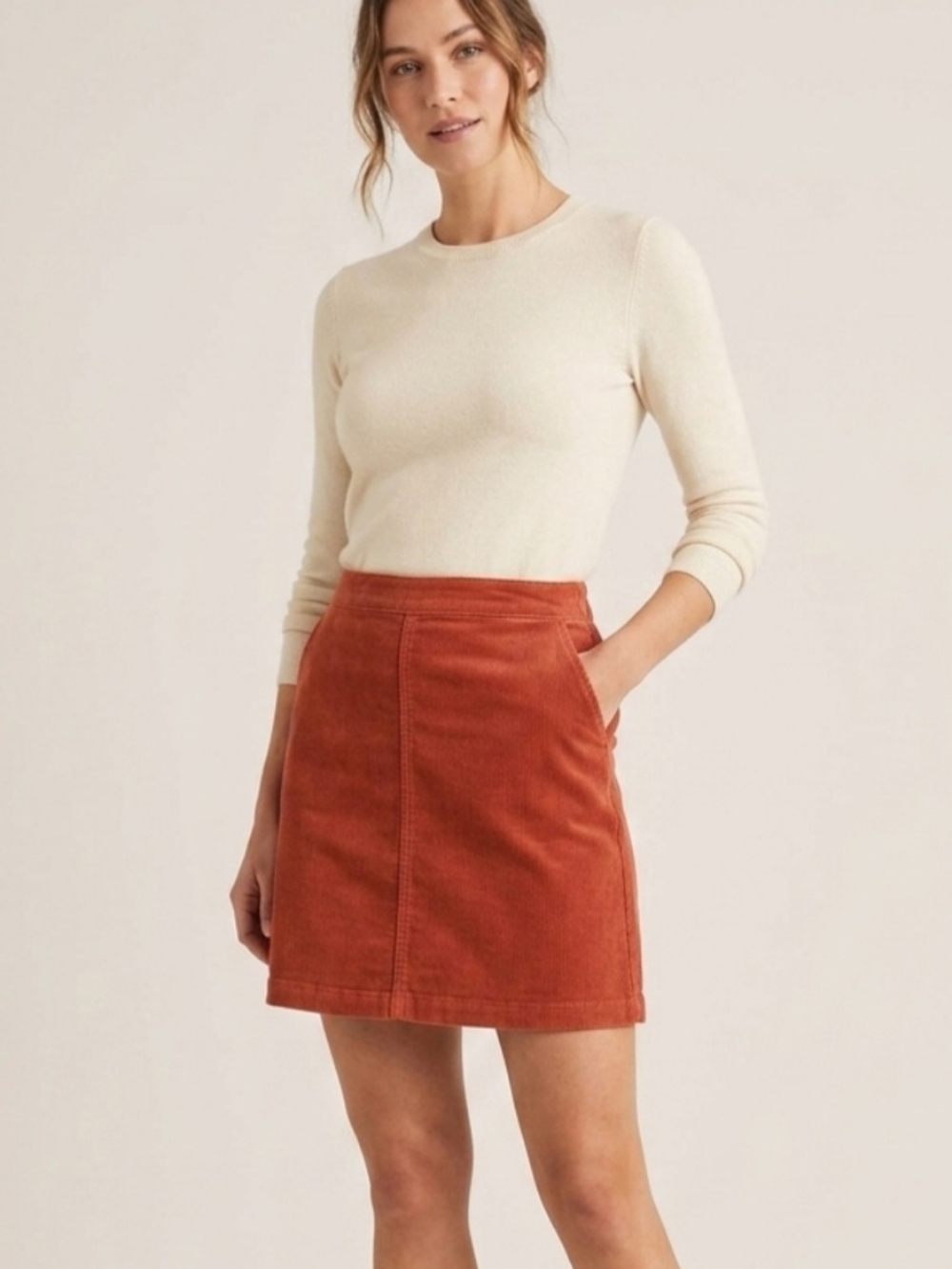 Forever 21 Womens A Line Corduroy Skirt Coral Orange Mini Back Zipper S Y2K